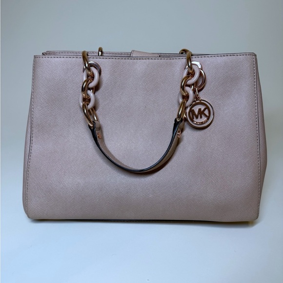 Michael Kors Blush Cynthia Leather Shoulder Bag - Picture 1 of 4